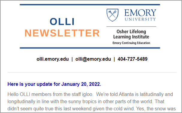 OLLI newsletter